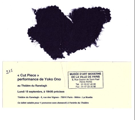 Yoko Ono's Cut Piece 2003 (Ticket & Piece courtesy of Ian Ayres)