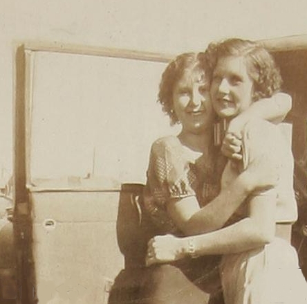 Bonnie (left) with Clyde's sister, Marie Barrow